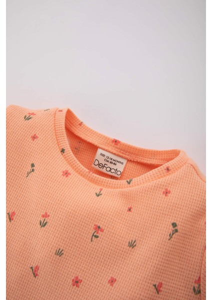 Kız Bebek Çiçekli Uzun Kollu Waffle Pijama Takımı B9240A524SP modelleri