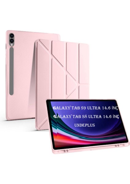 Samsung Galaxy Tab S8 Ultra/S9 Ultra/S10 Ultra Kılıf Kalem Bölmeli Trifolding Case X900 X910 X920
