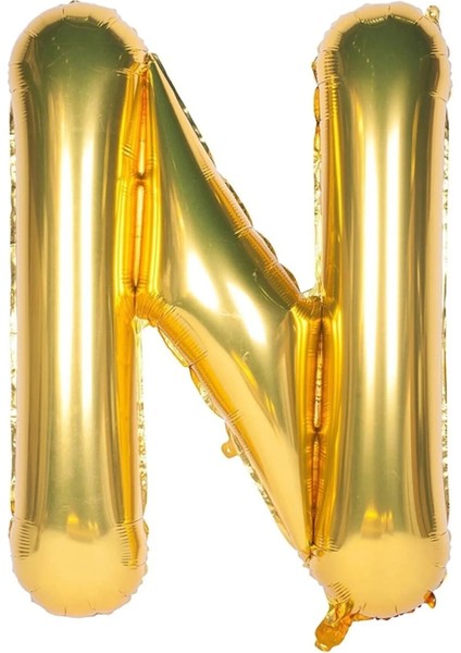 Folyo N Harfi Balon 100 cm Gold Altın Büyük Boy 40INC Folyo Balon