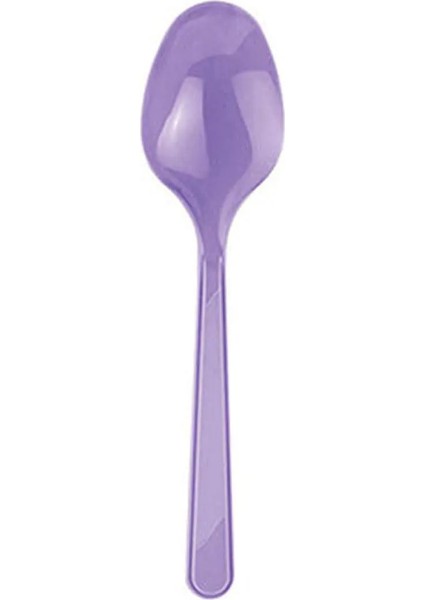 Plastik Kaşık Mor Kaşık 25 Adet Kullan At Kaşık