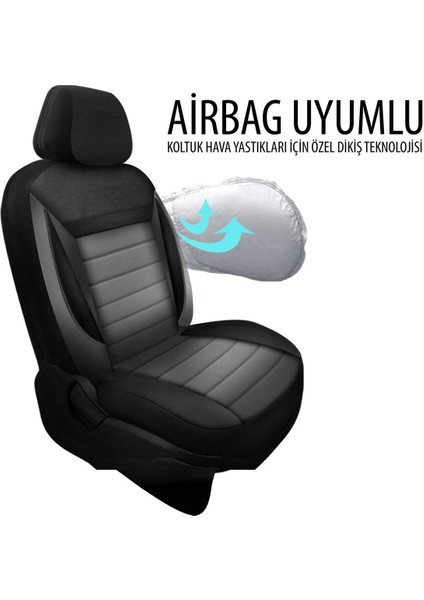 Airbag Uyumlu Lüks Tay Tüyü Oto Koltuk Kılıfı Tam Set, Füme