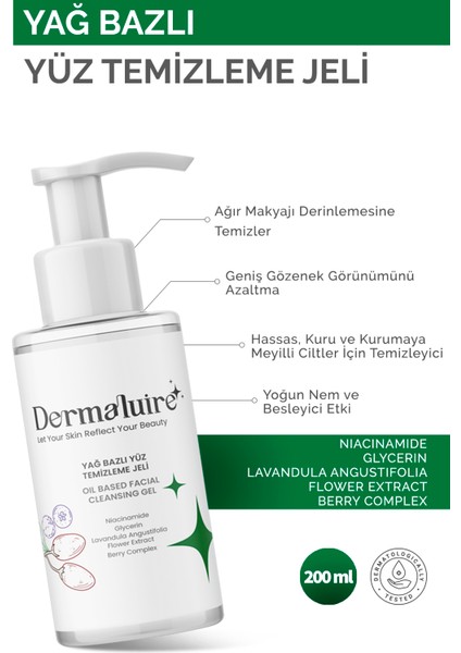 Yüz ve Makyaj Temizleme Yağı, Yüz ve Vücut Temizleyici ( Niasinamid, Gliserin, Lavanta Özü ) 200 ml
