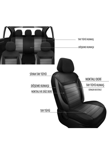 Mitsubishi Space Gear (Pa0) 2.8 Tdı 4WD x (125 Hp) 1997 Trend Serisi Tay Tüyü Oto Koltuk Kılıfı Füme