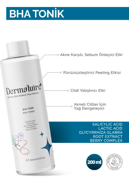 Gözenek Sıkılaştırıcı Siyah Nokta Karşıtı Bha Tonik 200ml ( Salisilik Asit, Laktik Asit )