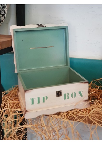 Ahşap El Boyaması Tasarım Tip Bo x / Bahşiş Kutusu