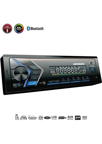 Oto Teyp 4X50W Bt/2xusb/sd/fm/aux Kamosonıc KS-MX800