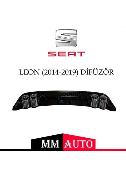 Seat Leon Difüzör 2012 - 2016 Piano Black 4 Egzozlu