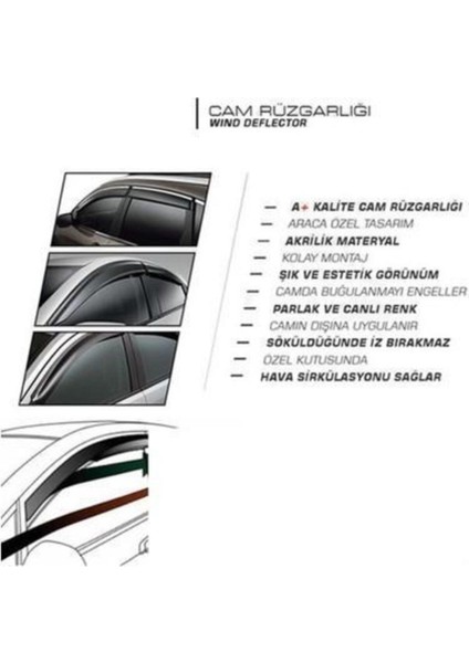 Toyota Hılux 2004-2014 Modeller Için Cam Rüzgarlığı (Mugen) 4 Prç. 1.sınıf Kalite indirimleri