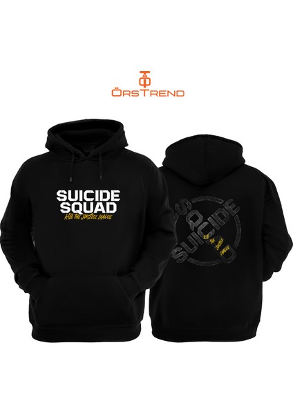 Suicide Squad : Kill The Justice League Baskılı 3 Iplik Unisex Siyah Kapişonlu Sweatshirt