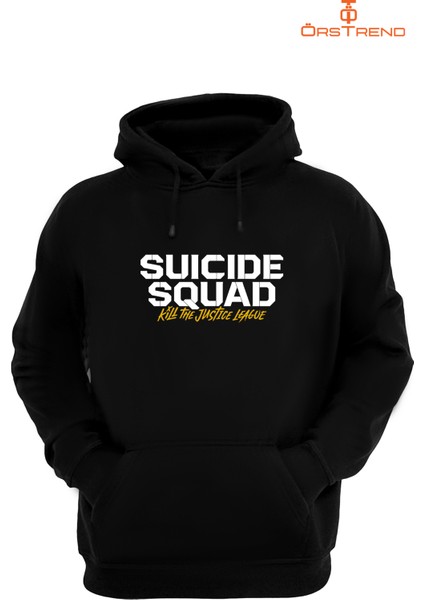 Suicide Squad : Kill The Justice League Baskılı 3 Iplik Unisex Siyah Kapişonlu Sweatshirt