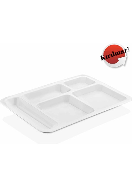 Kırılmaz Tabldot Tabak, Self Servis, Yemekhane, Okul Tabağı, 5 Bölmeli Tabak, Tabilot, Tabildot, Lokanta