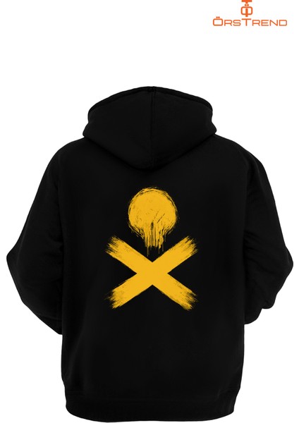 Skull & Bones Baskılı 3 Iplik Unisex Siyah Kapişonlu Sweatshirt modelleri