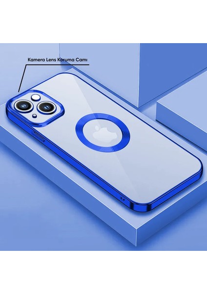 Apple iPhone 15 Plus Uyumlu Kılıf Zebana Glint Silikon Kılıf Mavi