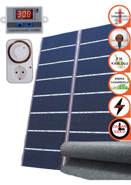 200X100 cm Dijital Termostatlı Keçeli Zaman Saatli Halı Altı Karbon Film Isıtıcı fiyatları