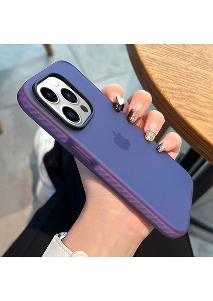 Apple iPhone 15 Pro Uyumlu Kılıf Zebana Airbag Fundas Silikon Kılıf Derin Mor