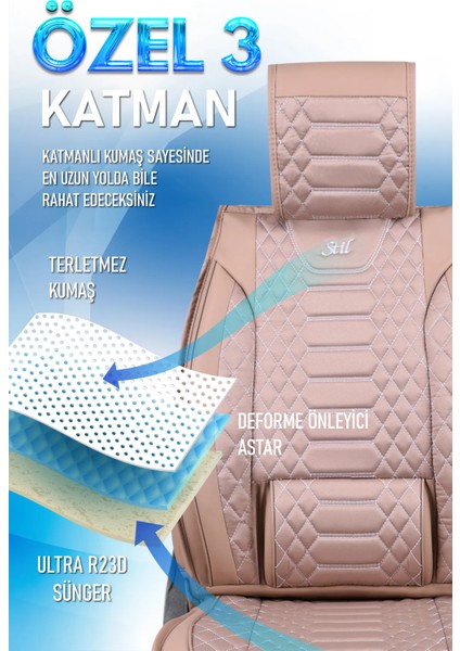 Fresh Start Mini Copper Contryman Uyumlu Lüks Deri Oto Koltuk Kılıfı Ön Arka Set Bej Marjinal Series Fs modelleri