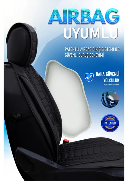 fiat Uno Uyumlu Lüks Deri Oto Koltuk Kılıfı Ön Arka Set Siyah Marjinal Series Fs
