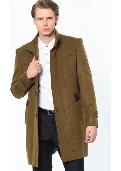 PLT8380 Dewberry Erkek Palto-Düz Camel