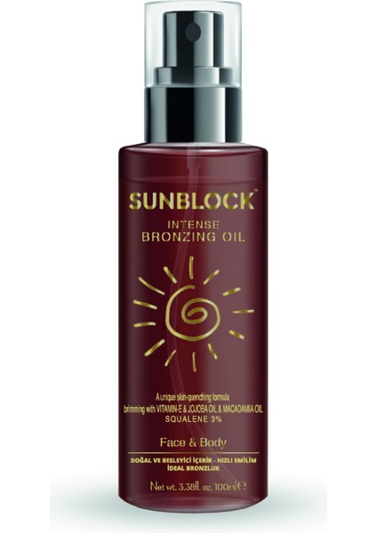 Sunblock Nemlendirici ve Bronzlaştırıcı Yağ 100 ml