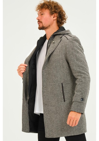 PLT8401 Dewberry Erkek Palto-Diagonal Gri