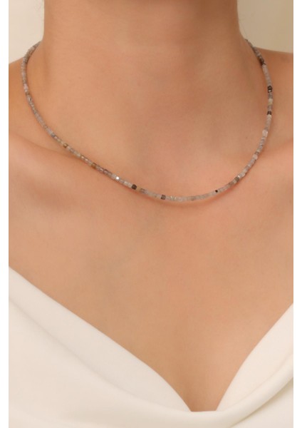 Labradorit Taşı Kolye (925 Ayar Gümüş Aparatlı)