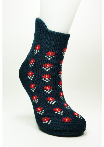 Kalın Kışlık Kadın Soket Çorap Yünlü Havlu Ev Giyim Patik Desen 2 Lacivert modelleri