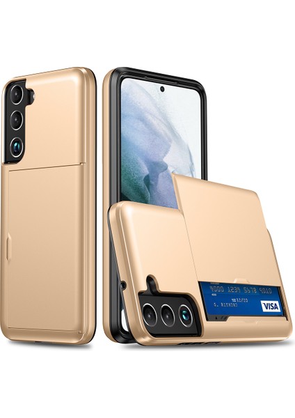 Samsung Galaxy S22 Için 5g Slayt Kart Tutucu Anti-Drop Anti-Drop Akıllı Telefon Kılıfı Işık Slim Şık Pc+Tpu Hibrid Telefon Kapağı-Altın (Yurt Dışından) fiyatları