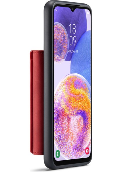Samsung Galaxy A23 5g (Global Versiyon)/4g Çıkarılabilir 2'si 1 Arada Cüzdan Tarzı Giyim Dayanıklı Destek Kablosuz Şarjlı Cep Telefonu Kasa Kırmızısı (Yurt Dışından)