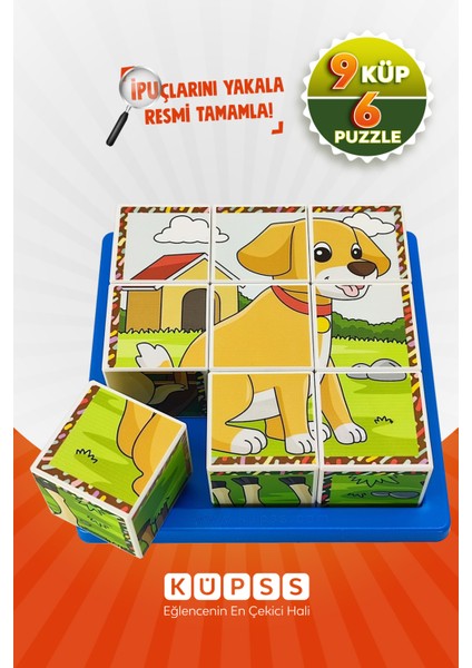 Çiftlik Hayvanları Yapboz - 9 Küp 6 Puzzle