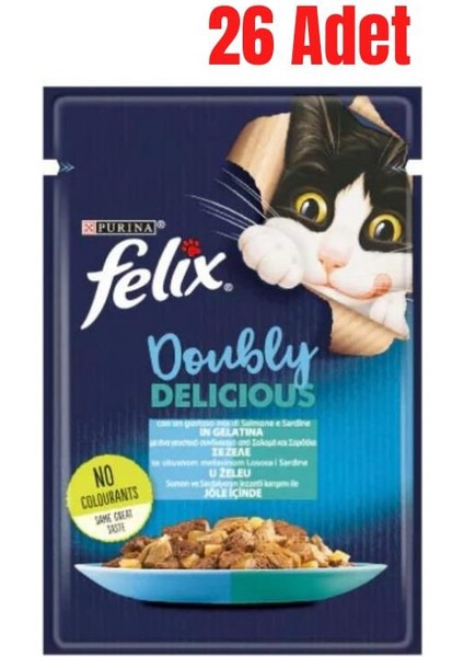 Çifte Lezzet Somonlu ve Sardalyalı Yetişkin Kedi Konservesi 85 gr x 26 Adet