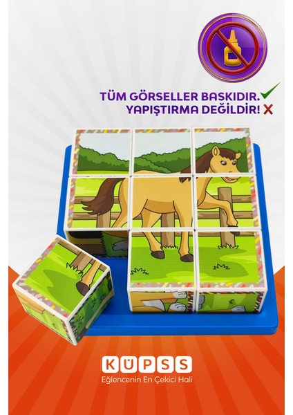 Çiftlik Hayvanları Yapboz - 9 Küp 6 Puzzle