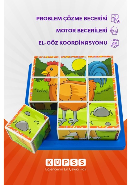 Çiftlik Hayvanları Yapboz - 9 Küp 6 Puzzle