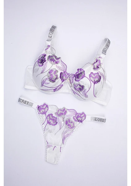 Tılsım Lingerie Love Secret Taş Askılı Brode Yarı Dolgulu Sütyen Takım