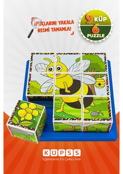 Uçan Hayvanlar Yapboz - 9 Küp 6 Puzzle