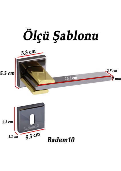 Fulya Lüx Füme Gold Kare Rozetli Oda Uyumlu Kapı Kolu Sağa ve Sola Uygun Kapı Kolları 1 Takım fiyatları