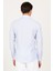 Erkek A.Mavi-Beyaz Slim Fit Dar Kesim Düğmeli Yaka Pamuklu Çizgili Gömlek 5