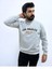 Gri Bisiklet Yaka Ön Baskılı Oversize Erkek Sweatshirt 1