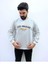 Gri Bisiklet Yaka Ön Baskılı Oversize Erkek Sweatshirt 2