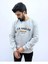 Gri Bisiklet Yaka Ön Baskılı Oversize Erkek Sweatshirt 3