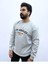 Gri Bisiklet Yaka Ön Baskılı Oversize Erkek Sweatshirt 5