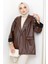 Hafsa Mina Oversize Deri Ceket Kahverengi HM2338 2