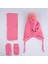 Kız Bebek Çiçek Desenli Atkı Bere Eldiven Seti K2150-04 Pembe 1