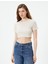 Basic Crop Tişört Ribanalı Kısa Kollu Bisiklet Yaka Slim Fit 3