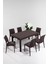 Rattan Large Kahve Masa Takımı Bahçe&balkon 1 Masa + 6 Sandalye 1