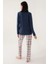 Uzun Kol Ekoseli Kadın Pijama Takım 2650 5