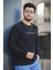 Mnmlst 017 Baskılı Selanik Pamuklu Slim Fit Likralı Sıfır Yaka Erkek Sweatshirt 2