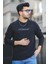 Mnmlst 017 Baskılı Selanik Pamuklu Slim Fit Likralı Sıfır Yaka Erkek Sweatshirt 3