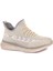 Bej - Sennida Tekstil Materyal Eva Taban Sneakers G419 1