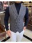 İtalyan stil slim fit kruvaze kaşe cepken yelek lacivert T10634 3