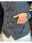 İtalyan stil slim fit kruvaze kaşe cepken yelek lacivert T10634 4